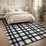 Geometric Modern Bold Black White Plaid Check Area Rug