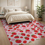 Playful Strawberry Watermelon Pink Area Rug