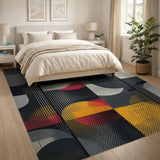 Multi-color and Patterns Bold Geometric Circles Multi-Color Area Rug