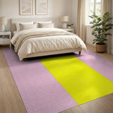 Vibrant Pink Yellow Striped Polka Dot Rug