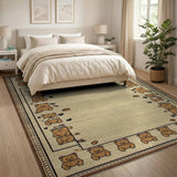 Adorable Teddy Bear Border Beige Area Rug