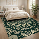 Green Emerald Green Mandala Floral Area Rug