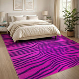 Hot Pink Zebra Stripe Boho Area Rug