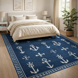 Blue Anchor Nautical Area Rug