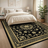 Luxe Gold Floral Persian Medallion Area Rug