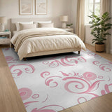 Pink Floral Swirl Area Rug