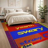 Glitch Text Multi-Color Geometric Area Rug