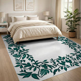 Elegant Green Vine Leaf Border Rug