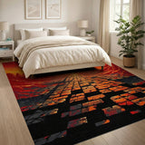 Fiery Red Canyon Sunset Brick Road Rug
