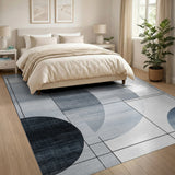 Blue and Teal Blue Overlapping Circles Geometric Area Rug