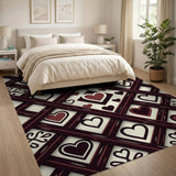Red Heart Lattice Trellis Area Rug
