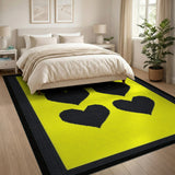 Sunny Yellow Pixel Hearts Area Rug