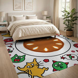 Playful Cartoon Cats Fruits Area Rug