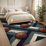 Distressed Basketball Court Area Rug
