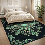 Floral Vintage Ornate Green Medallion Area Rug