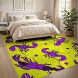 Vibrant Purple Lobster Pattern Area Rug