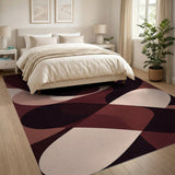 Abstract Maroon Overlap Area Rug