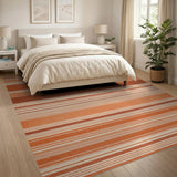Warm Orange Horizontal Stripe Woven Rug