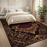Ornate Gold Filigree Rose Area Rug