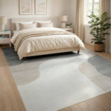 Modern Abstract Grey Beige Organic Shapes Area Rug