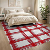 Red Gingham Check Plaid Area Rug