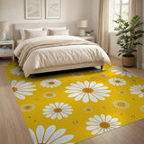 Sunny Yellow Daisy Floral Floral Vintage Area Rug