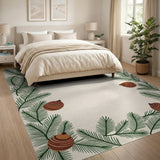 Festive Pine Branch Ornament Border Rug
