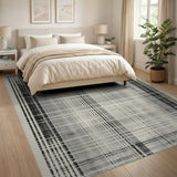Distressed Black White Plaid No. 3 Area Rug