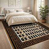 Brown and Tan Southwestern Geometric Tribal Area Rug