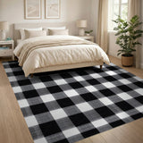 Distressed Black White Checkered Distressed Vintage Area Rug