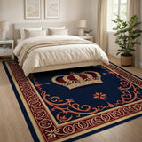 Ornate Royal Crown Navy Area Rug