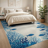 Blue Fish and Coral Reef Coastal Area Rug