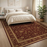 Red Floral Red Traditional Persian Floral Area Rug