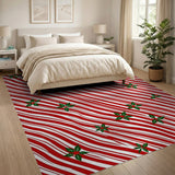 Festive Candy Cane Holly Striped Area Rug
