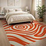 Abstract Area Red Vibrant Red Swirl Abstract Area Rug