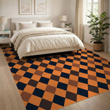 Bold Orange Harlequin Diamond Area Rug