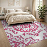Floral Vintage Pink Pink Mandala Floral Area Rug