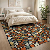 Distressed Mosaic Circle Area Rug
