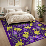Purple Iris Floral Area Rug
