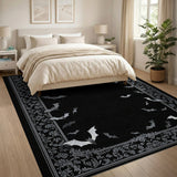 ODIKA Gothic Bat Washable Area Rug - Spooky Black & White Low Pile Decor