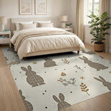 Whimsical Textured Bunny Winter Twig Area Rug