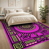 Vibrant Pink Tribal Sunburst Area Rug