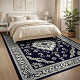 Black and White Medallion Ornate Black White Persian Medallion Area Rug