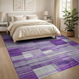 Purple Geometric Block Purple Area Rug