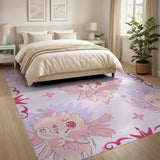 Cute Pink Winged Fluffy Creatures Rug