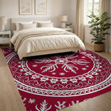 Red Red Snowflake Mandala Persian Area Rug