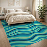 Blue Teal Ocean Wave Area Rug