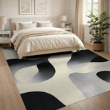 Fluid Black White Abstract Area Rug