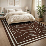Abstract Layered Peaks Brown Area Rug