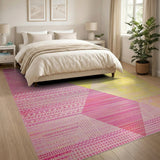 Vibrant Pink Yellow Geometric Area Rug